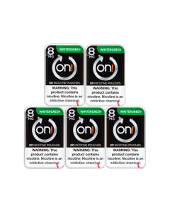 On! Wintergreen 5for$10 8mg Nicotine Pouches