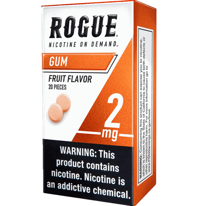 tobacco gum Rogue Fruit 2mg Gum Nicotine Pouches