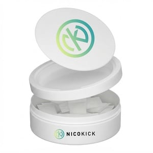 Nicotine pouch can with a waste compartment