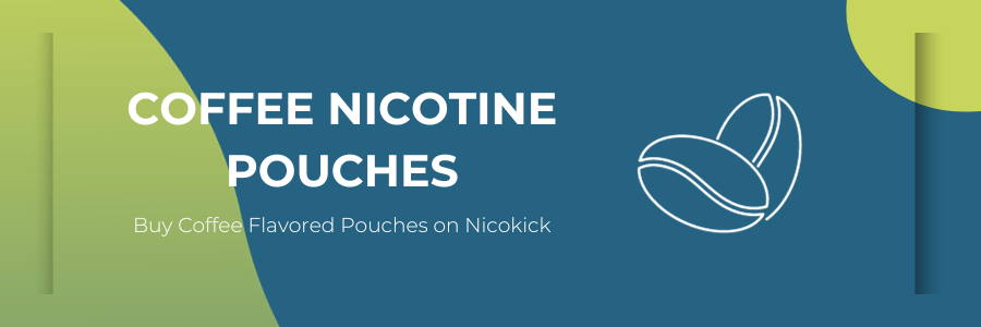 A drawing of two coffee beans on a blue background - Coffee Flavored Nicotine Pouches on Nicokick