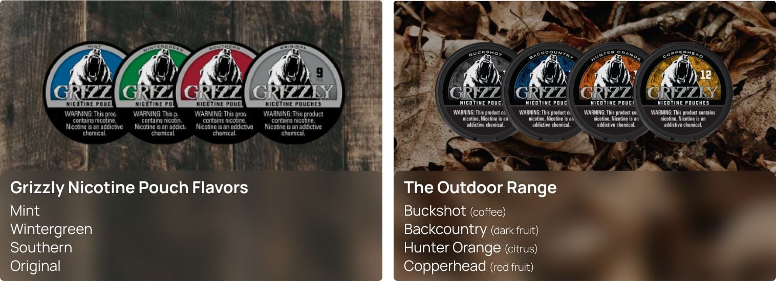 Grizzly nicotine pouch flavor range
