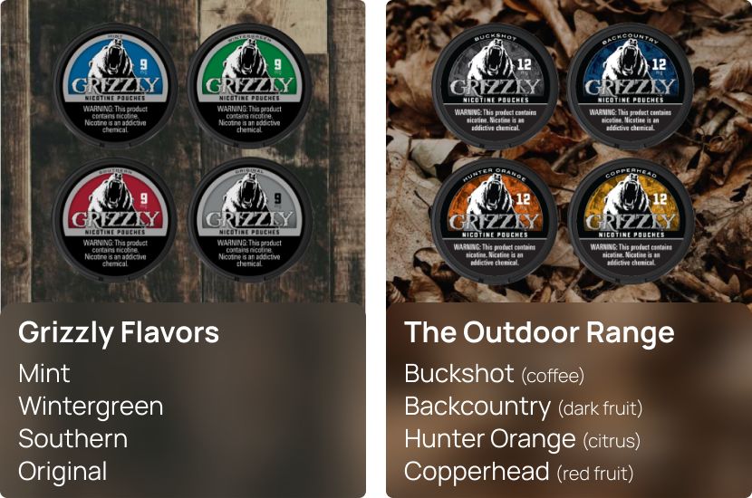 Grizzly nicotine pouch flavor range