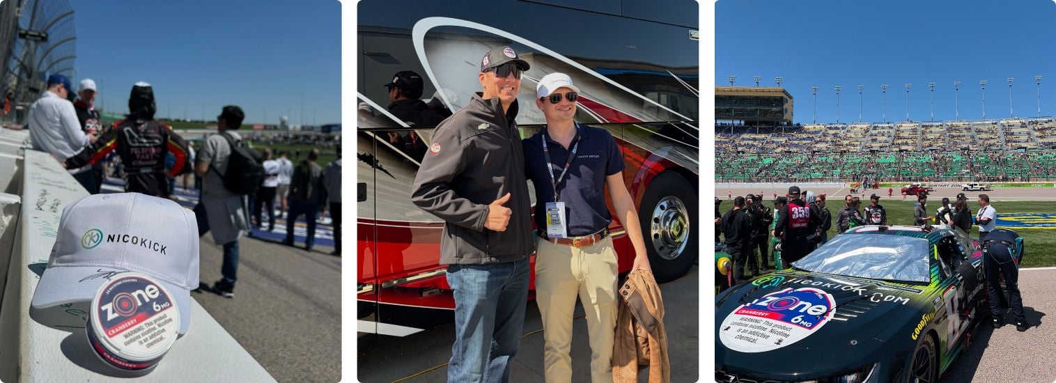 Kyle Busch, Nicokick & zone pre-race at Kansas Speedway