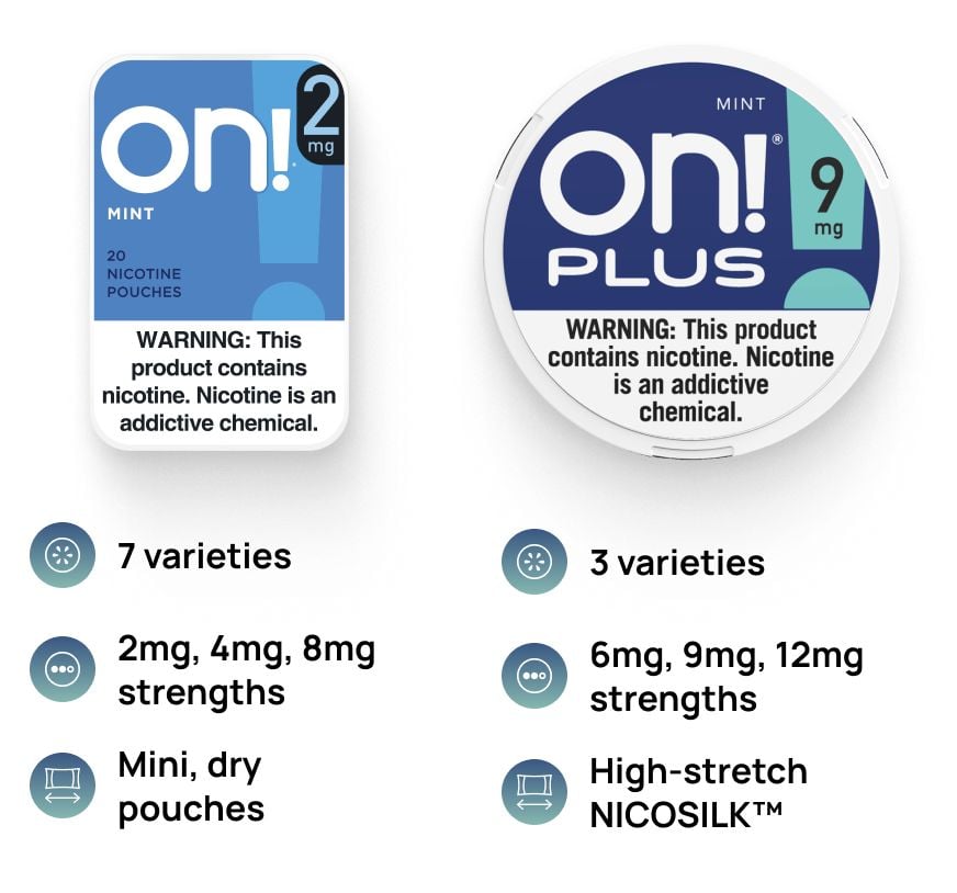on! vs on! PLUS Nicotine Pouches on! vs on! PLUS Nicotine Pouches