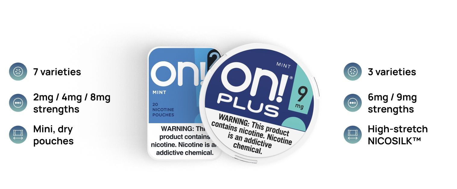 on! vs on! PLUS Nicotine Pouches